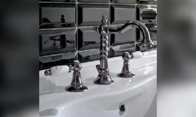 Sbordoni Livia Смеситель Для Раковины На 3 Отверстия, Цвет Глянцевая Черный Никель/Белый