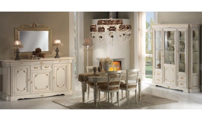 Комплект мебели в гостиную Vaccari Giovanni Bella Italia (витрина 3-х дверная, комод, стол обеденный 6 стульев)