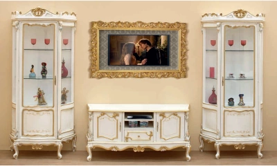 Комплект мебели в гостиную Vaccari Giovanni Bella Italia (витрина 1-дверная левая/правая, тумба ТВ, рама под ТВ)