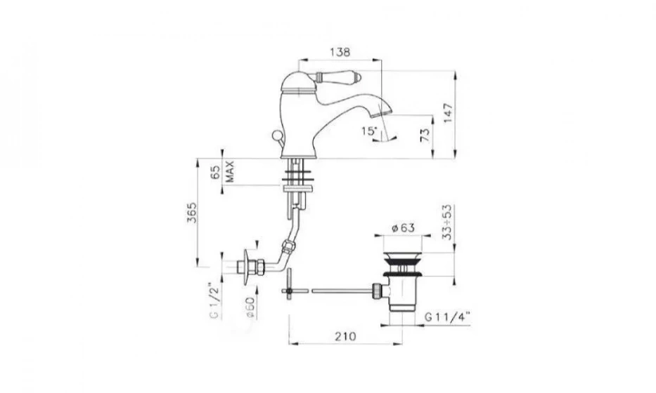 Смеситель Для Биде Nicolazzi Petit M.Blanc 3403Cr76 - фото 2