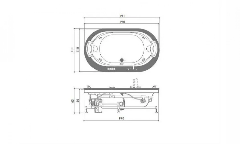 Акриловая Ванна Jacuzzi Opalia 190X110 9F43-499A - фото 3