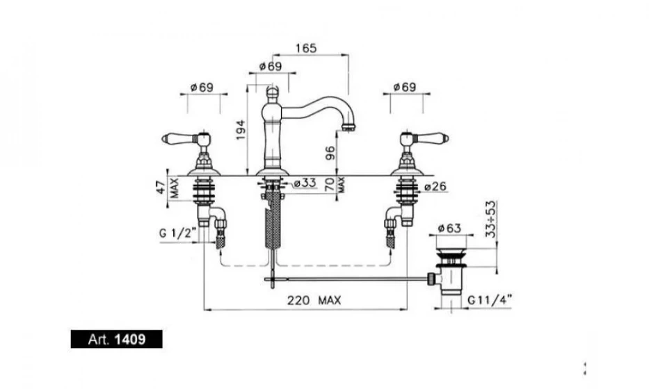 Смеситель Для Раковины Nicolazzi Half Dome 1409Cr70 - фото 2