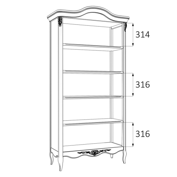 Книжный шкаф Романтик Голд KREIND 184520037