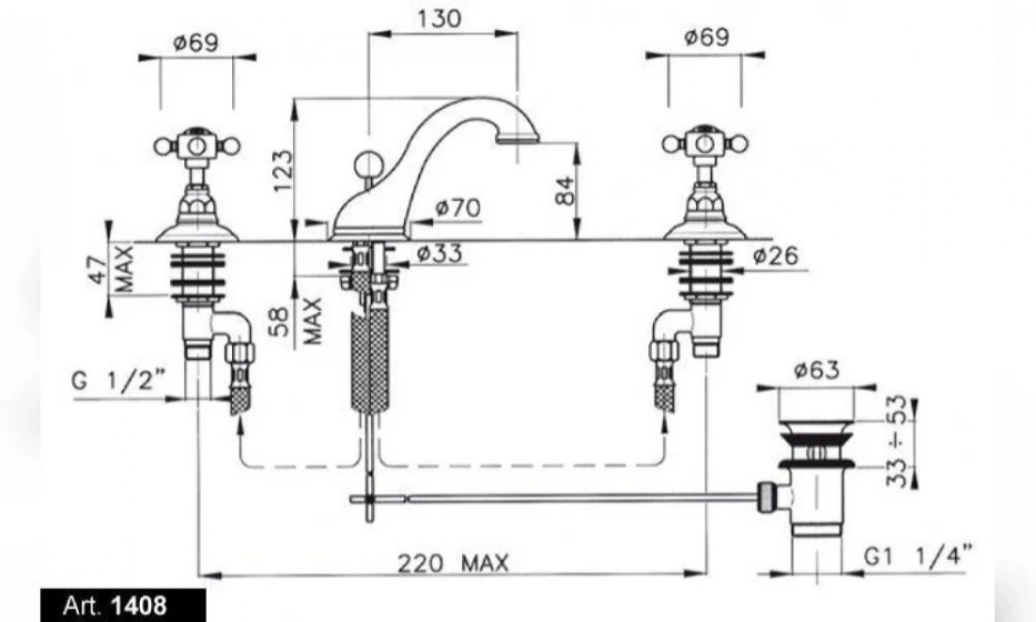 Смеситель Для Раковины Nicolazzi El Capitan 1408Cr69 Хром - фото 2