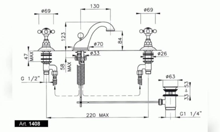 Смеситель Для Раковины Nicolazzi Petit M.Blanc 1408Cr78 - фото 2