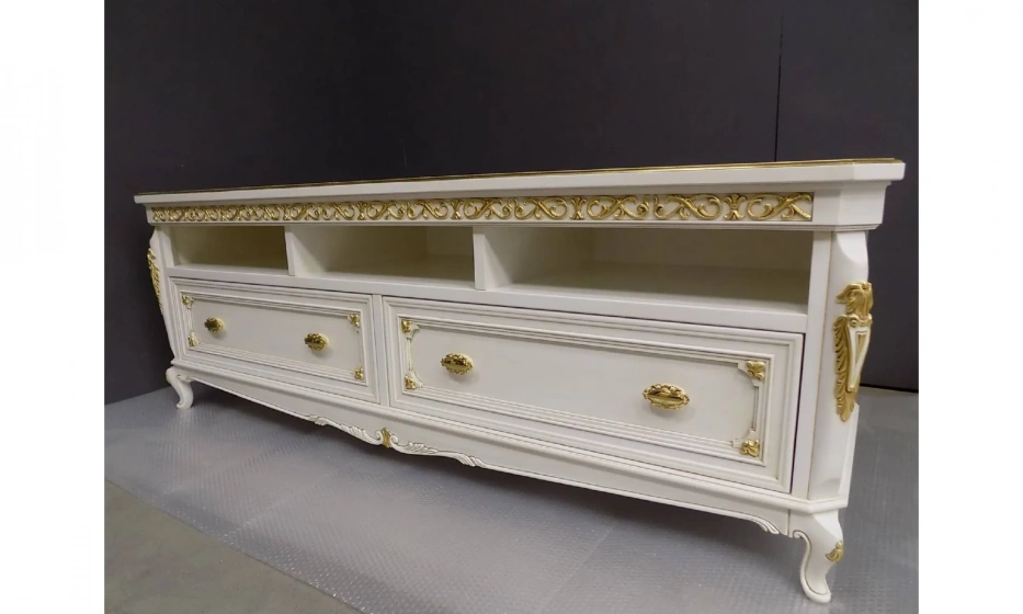 Vaccari Cav.Giovanni Гостиная: Витрина -2Шт, Тумба Тв, Ж. Столик Bianco Antico/Oro - фото 2